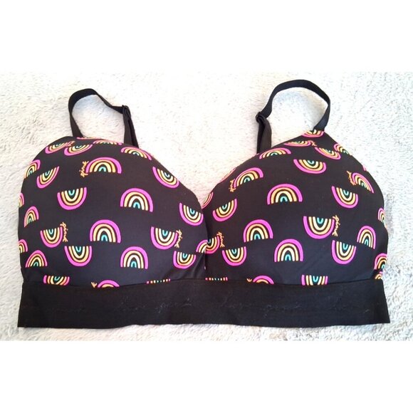 Victoria's Secret PINK Bra 36D Wear Everywhere Wireless Push Up Rainbow - Picture 1 of 5